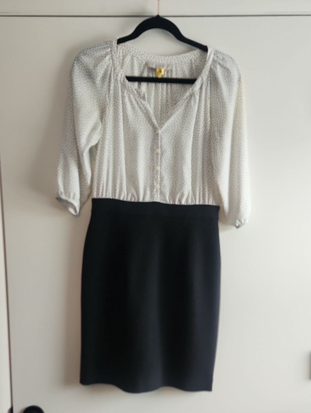 LOFT White Blouse with Black Dot Print Dress